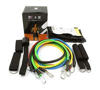 ENER-J Resistance Bands Set, 11 Piece Exercise Bands for Men & Women, Up to 100lbs Stackable Workout Bands with Handles, Door Anchor & Ankle Straps, Home Gym Equipment for Strength Training & Yoga