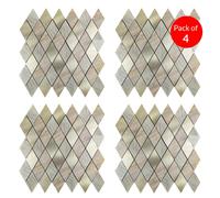 ENER-J Rose Gold Slate Diamond Pattern Peel & Stick Aluminum Tile, Size:295 x 295 x 4.5 mm (Pack of 4)