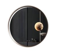 Ener-J Round Aluminum Led Mirror With Moon Design 70Cm Diameter Dimmable And Cct Adjustable Lighting