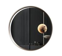 ENER-J Round Aluminum LED Mirror with Moon Design - 70cm Diameter, Dimmable & CCT Adjustable Lighting