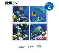 Ener-J Set Of 4 Tiles, Ocean Marine Led Panels 60X60 40W 2D Effect