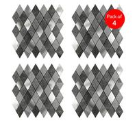 Ener-J Silver Slate Diamond Pattern Peel And Stick Aluminum Tile Size:295 X 29 5 X 4.5 mm (Pack Of 4)
