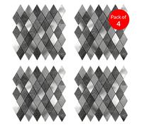ENER-J Silver Slate Diamond Peel & Stick Aluminium Tiles 295x295mm (4) ENER-J Silver