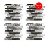 ENER-J Sleek Metallic Layers Peel & Stick Aluminum Tile Size 303 x 297 x 4mm (Pack of 4) in Metallics ENER-J Metallics