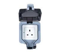 ENER-J Smart 1 Gang 13A Wall Socket WiFi Weatherproof Outdoor Socket Grey 240V in White ENER-J White