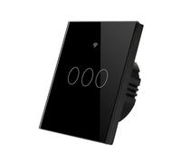 ENER-J Smart 3 Gang Switch - WiFi Touch Light Switch No Neutral, Alexa & Google Compatible, Black UK Glass Panel
