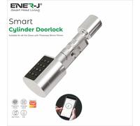 ENER-J Smart Adjustable Cylinder Bluetooth Door Lock Fingerprint Code Silver in White | Size: 1000mm x 1000mm ENER-J White 1000mm x 1000mm
