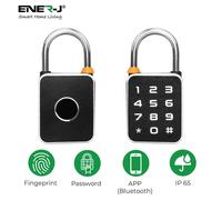 ENER-J Smart Fingerprint & Keypad Padlock, 3-in-1 Biometric, PIN & Bluetooth Lock with 20 Users, IP65 Waterproof, Long Battery Life (T32)