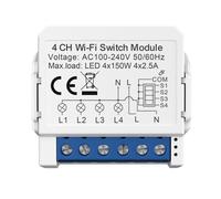 ENER-J Smart Home WiFi & BLE 4 Gang Light Switch Module Quad Output in White | Size: 1000mm x 1000mm ENER-J White 1000mm x 1000mm