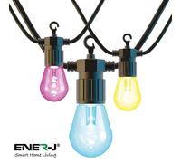 ENER-J Wi-Fi LED 7.3M String Light with RGB+WW 12pcs LED Bulbs Plug Play Power Supply