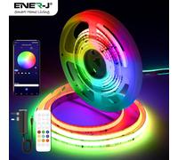 ENER-J Smart RGB COB LED Strip Light Kit 5m 24V 576 LEDs WiFi Dimmable UK Plug in White ENER-J White