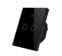 ENER-J Smart Touch 2 Gang WiFi Wall Switch No Neutral Required Black in White ENER-J White