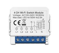 ENER-J Smart WiFi 4CH Switch Module, Converts Existing Switch to App & Voice Control, Works with Alexa & Google Assistant