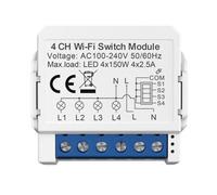 Ener-J Smart Wifi+Ble 4Ch Light Switch Module (Max 4 X 150W). On/off Switch