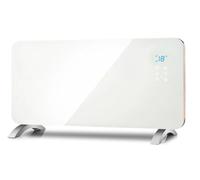 ENER-J Smart WiFi Panel Heater 2000W - White Tempered Glass Electric Radiator, LED Display, Remote Control, Wall Mounted or Freestanding, Works with Alexa, Google Home & Siri [Energy Efficient]