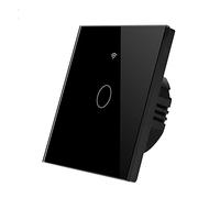 ENER-J Smart WiFi Touch Light Switch 1 Gang No Neutral Wire Required Black Glass Panel Remote App Control Works with Alexa and Google Home 3000W Max Load Retrofit Design Includes Mini Adapter