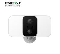 Ener-J Smart Wireless 1080P Battery Camera With Twin Floodlights Solar Panel Black 10400Mah