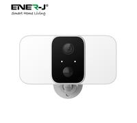 ENER-J Smart Wireless 1080P Battery Camera with Twin Floodlights Solar Panel Black 10400mAh in White | Size: 25 cm diameter x 19 cm high ENER-J White 25 cm diameter x 19 cm high