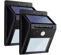 Ener-J Solar Powered Motion Sensor Wall Lights Waterproof, Super Bright, Wireless, (2 Pack)