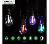 ENER-J Solar RGB+WW (2 Way) String Lights with Remote for Festive, 10 Meters, 10 lamps, IP44
