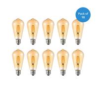 Ener-J St64 Led Filament Bulb Pack Of 10 E27 4W 2700K Amber Glass