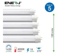 ENER-J T8 LED Nano Plastic Tube 120cms 18W 4000K (pack of 5 units) in White | Size: 25 cm diameter x 19 cm high ENER-J White 25 cm diameter x 19 cm high