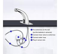 ENER-J Touchless Automatic Sensor Basin Tap & Mixer Valve Chrome in Metallic Silver ENER-J Metallic Silver