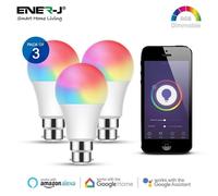 ENER-J WiFi Smart A60 Bulbs, RGB+W+WW 5 Way, 9W 800 Lumens B22 (pack of 3 units) in White | Size: 25 cm diameter x 19 cm high ENER-J White 25 cm diameter x 19 cm high