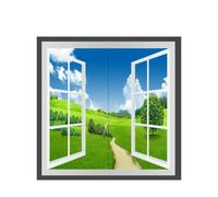 ENER-J Window Style LED Panel Set of 2, 120x60 cms, Surface Mounted, Grassland Design, 6000k for Office, Meeting Room, Foyer or Waiting Room