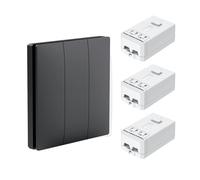 ENER-J Wireless Kinetic 3 Gang Switch ECO SERIES (Black body) with 3 Non Dimmable 5A RF Receivers. No Wiring, No Batteries, No Drilling Holes