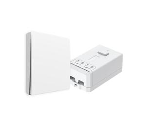 ENER-J Wireless Kinetic Light Switch & 500W RF Receiver Kit - No Battery, No Wiring Self-Powered 1-Gang Wall Switch, IP65 Waterproof for Bathroom & Outdoor, 80m Range, White [ECO Series]