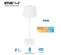 Ener-J Wireless Led Table Lamp 4W Black Cct Dimmable Ip44 Rechargeable Cordless 1800Mah