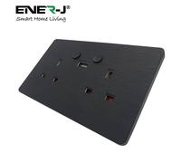ENER-J Women's Smart WiFi 13A Twin Wall Sockets with 1 USB Ports Black Brushed Finish in Camel | Size: 1040mm x 1190mm ENER-J Camel 1040mm x 1190mm