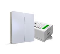 ENER-J's 2 Gang Wireless Switch White + 2 ways, 5A*2 600W RF Receiver for Non Dimmable Switch