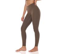 ENERBLOOM Womens Yoga Leggings Workout Tights Pants 25"/28" High Waisted No Front Seam Tummy Control Cream Feeling, Coffee 28", S