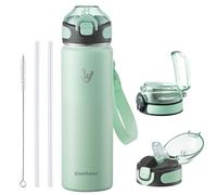 Enerbone 24 oz Insulated Water Bottle, 24oz 2 Lids (with Straw/No Straw), Stainless Steel Double Wall Flask for Hot & Cold Drinks, Leakproof Travel Bottle for Gym, Office, Hiking