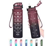 Enerbone Water Bottle, Leakproof BPA & Toxic Free, Motivational Water Bottle with Times to Drink and Straw, Fitness Sports Water Bottle with Strap for Office, Gym, Outdoor Sports