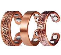 EnerCoppeX 3-Piece 99% Pure Copper Unisex Copper Ring Set, Inlaid with 4 3500 Gauss Effective Magnets, Open Design, 2.3 inches