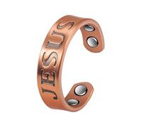 EnerCoppeX 99.99% Pure Copper Ring, Christian Good Meaning Ring, Cross Jesus Ring, Carry 4 Magnets and Gift Bag (A)