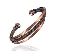 EnerCoppeX Copper Magnetic Bracelet for Men and Women, 100% Solid Copper Magnetic Brass, with 2 Large Magnets, Adjustable Size Cuff Bracelet (1PC)