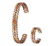 EnerCoppeX Set Magnetic 99% Solid Copper 6.7 "Bracelet and 2.3" Ring, can be Worn by Both Men and Women, Suitable for Gift Giving