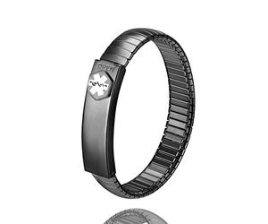 EnerCoppeX SOS Medical Alert PersonalizedID Medical life-emergency stainless bracelet for all people to travel &daily in case of urgency (7.48 inches, Black)