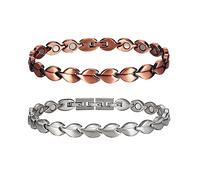 EnerCoppeX Women's Magnetic Titanium Anklet Set, 3500 Gauss Effective Magnets, 99% Titanium and Pure Copper Anklet Jewelry, Contains 2 Extra Links (C)