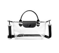 Energather Clear Crossbody Bag, PVC See Through Bag Clear Handbag Stadium Approved Clear Bags with Adjustable Strap, Waterproof Transparent Bags for Concerts Sports Events (Black)