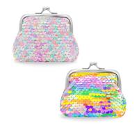 Energather Coin Purse, 2 Pieces, Colourful Coin Purses for Women with Kiss Lock, Portable Coin Bag for Girls and Women, Coin Purse for Mini Rummel, Keys, Colourful, Style 1