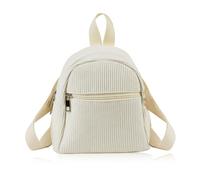 Energather Cute Small Backpack, Corduroy Mini Backpack Small Backpacks for Women and Girls, Portable Ladies Small Backpack with Adjustable Strap for Walking, Shopping, Travel, Dating (white)