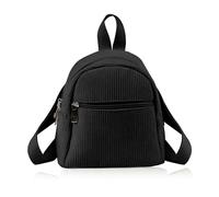 Energather Cute Small Backpack, Corduroy Mini Backpack Small Backpacks for Women and Girls, Portable Ladies Small Backpack with Adjustable Strap for Walking, Shopping, Travel, Dating (black)