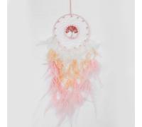 Energather Dream Catchers, Handmade Dreamcatcher Wall Hanging Decor, Crystal Life Tree Feather Dream Catcher Kit for Bedroom, Living Room, Office (pink)