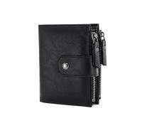 Energather Men's RFID Blocked Two-Seater, Slim PU Leather Men's Wallet with Zip Coin Compartment, Large Capacity Wallet for Men with 13 Credit Card Slots and 1 ID, black, S, Modern