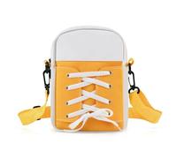 Energather Mini Crossbody Bags, Spliced Canvas Small Phone Bag with Adjustable Shoulder Strap, PU Leather Crossbody Bags for Women for Work, Shopping, and Daily Outings (Yellow)